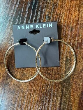Anne Klein Gold Textured Hoop Earrings